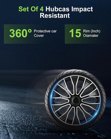 SCITOO 4 Pack 15 inch Car Wheel Rim Skin Cover Hub Caps Hubcap Wheel Cover Replacement R15 Universal Wheel Rim Cover Snap On Car Truck SUV in Saudi Arabia