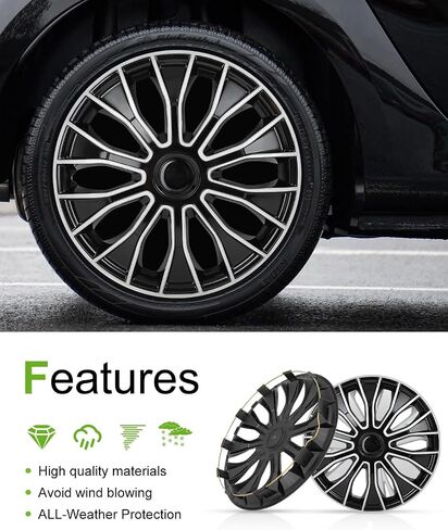 SCITOO 4 Pack 15 inch Car Wheel Rim Skin Cover Hub Caps Hubcap Wheel Cover Replacement R15 Universal Wheel Rim Cover Snap On Car Truck SUV in Saudi Arabia