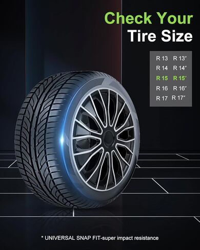SCITOO 4 Pack 15 inch Car Wheel Rim Skin Cover Hub Caps Hubcap Wheel Cover Replacement R15 Universal Wheel Rim Cover Snap On Car Truck SUV in Saudi Arabia
