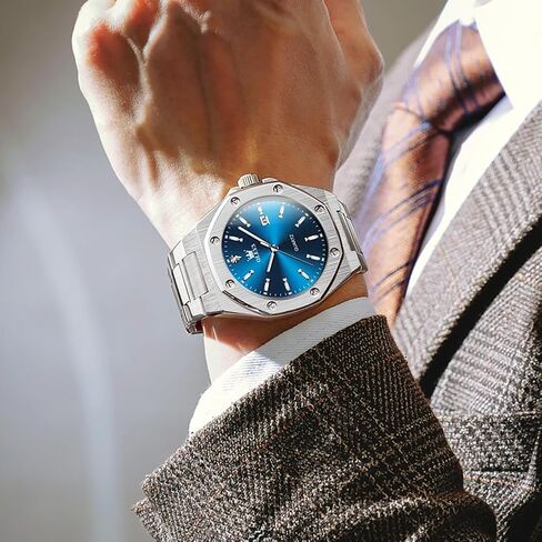 OLEVS Mens Watches Octagonal Luxury Stainless Steel Dress Watches for Men Quartz Analog Large Face Luminous Relojes para Hombres in Saudi Arabia