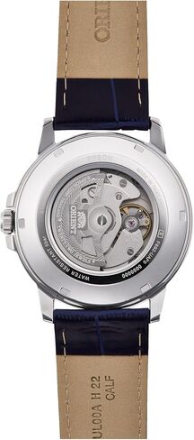 Orient Contemporary Conmuter Male Automatic Hand Winding Wristwatch - Mechanical Casual Leather Blue Band Stainless Steel Case Analog Blue Dial - RA-AA0C05L in Saudi Arabia