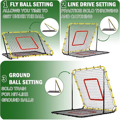 Baseball and Softball Rebounder Net,Baseball Rebounder,Volleyball Rebounder,Pitch Back Net,Multi-Sport Training Rebound Screen,with Pitching Target,Easy Adjustable Angles in Kuwait