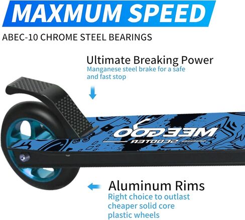 MEE GOO Pro Freestyle Stunt Scooter Trick Scooter Lightweight Alloy Deck Heavy-Duty Frame Bearing up to 220 LB for Intermediate and Beginner Skate Park ABEC-10 Bearings in Kuwait
