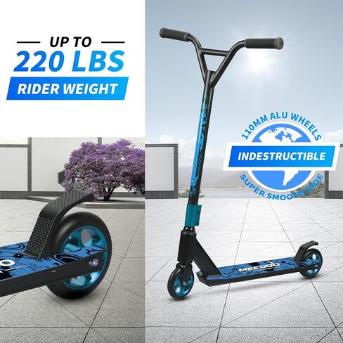 MEE GOO Pro Freestyle Stunt Scooter Trick Scooter Lightweight Alloy Deck Heavy-Duty Frame Bearing up to 220 LB for Intermediate and Beginner Skate Park ABEC-10 Bearings in Kuwait