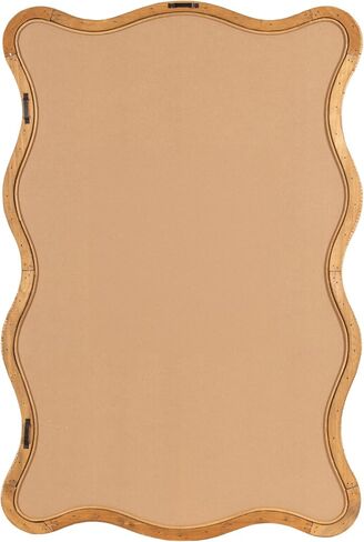 Kate and Laurel Rahfy Boho Restangle Rattan Wall Mirror ، 24 × 36 ، الخشب الطبيعي ، مرآة متموجة مستطيلة مزخرفة مع إطار راتان أصيل لزخرفة مرآة الحمام in Saudi Arabia