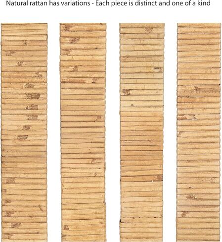 Kate and Laurel Rahfy Boho Restangle Rattan Wall Mirror ، 24 × 36 ، الخشب الطبيعي ، مرآة متموجة مستطيلة مزخرفة مع إطار راتان أصيل لزخرفة مرآة الحمام in Saudi Arabia
