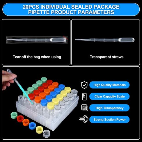 100pcs 2ml vials with caps Plastic Cryogenic Test Tubes with caps lab cryovial Tube Container cryovials with 30pcs 3ML Dropper Pipette in Saudi Arabia