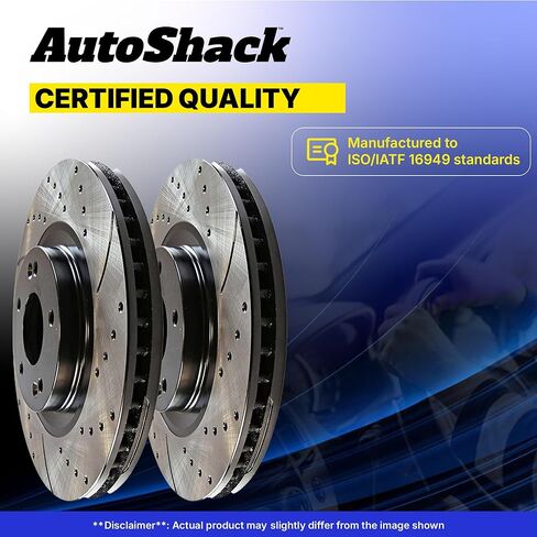 AutoShack Black Hat Drilled and Slotted Brake Rotors Front Brake Rotor Replacement Kit for 2006-2011 Honda Civic 2011-2015 CR-Z 2002-2006 Acura RSX 1.3L 1.5L 1.8L 2.0L FWD PR41313LR in Kuwait