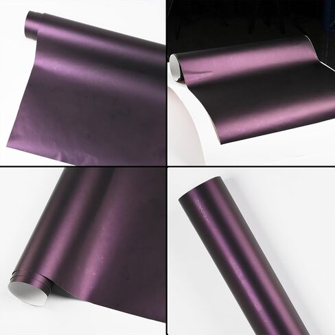 Matte Metallic Black to Charming Dark Purple Satin Chameleon Vinyl Wrap Color Change DIY Vehicle Vinyl Film, 59.84'' x 39.37'' in Kuwait