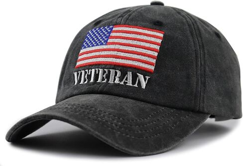 American Flag Veteran Hats for Men Women, Adjustable Embroidered Cotton Army Military Baseball Cap in Kuwait