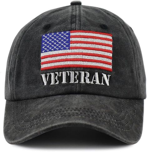 American Flag Veteran Hats for Men Women, Adjustable Embroidered Cotton Army Military Baseball Cap in Kuwait