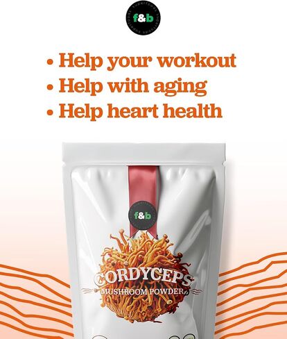 f&b superfoods Organic Cordyceps Mushroom Extract Powder, 8 Ounces | Fruit Body & Mycelium Extract | Active Polysaccharides & Cordycepic Acid | Supports Energy & Immune Health in Saudi Arabia