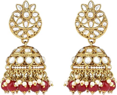 I Jewels Gold Plated Indian Wedding Bollywood Unique Design Multi layer Statement Handmade Choker Necklace Jewellery & Jhumka Earring Set For Women in Saudi Arabia