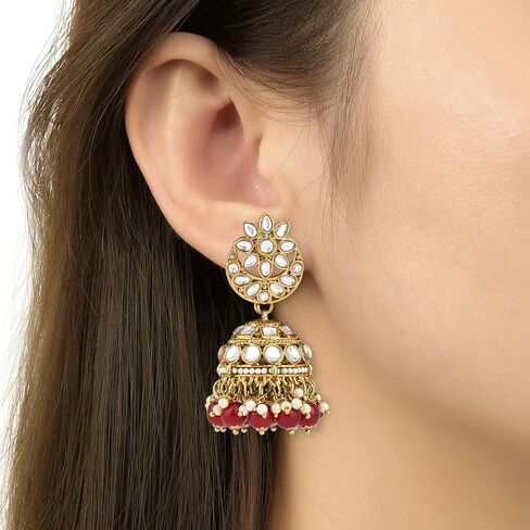I Jewels Gold Plated Indian Wedding Bollywood Unique Design Multi layer Statement Handmade Choker Necklace Jewellery & Jhumka Earring Set For Women in Saudi Arabia