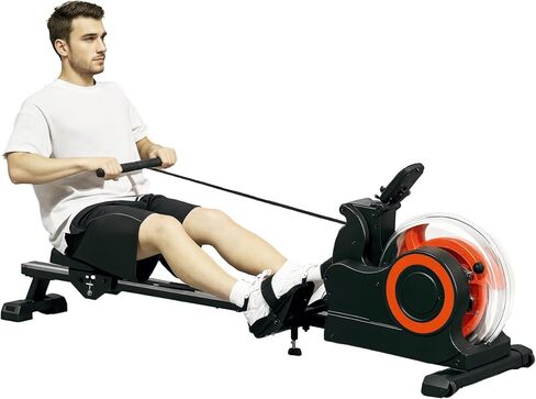 Soozier Water Rowing Machine for Home, Foldable Rower Machine with Adjustable Resistance, Wheels, LCD Monitor and Tablet Holder, 264lbs Weight Capacity in Kuwait