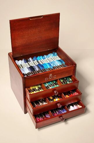 DMC Petite Decorative Wooden Chest With 120 Skeins of Embroidery Thread Essentials Assortment Pack in Saudi Arabia