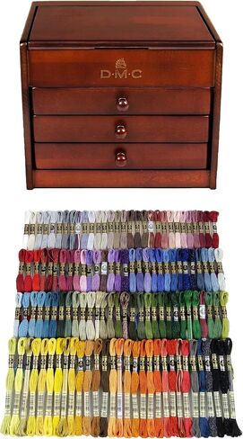 DMC Petite Decorative Wooden Chest With 120 Skeins of Embroidery Thread Essentials Assortment Pack in Saudi Arabia