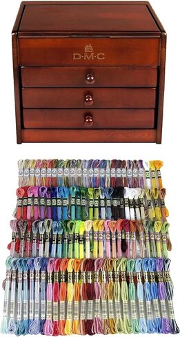DMC Petite Decorative Wooden Chest With 120 Skeins of Embroidery Thread Essentials Assortment Pack in Saudi Arabia