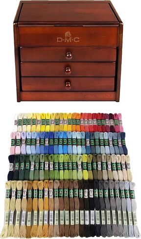 DMC Petite Decorative Wooden Chest With 120 Skeins of Embroidery Thread Essentials Assortment Pack in Saudi Arabia