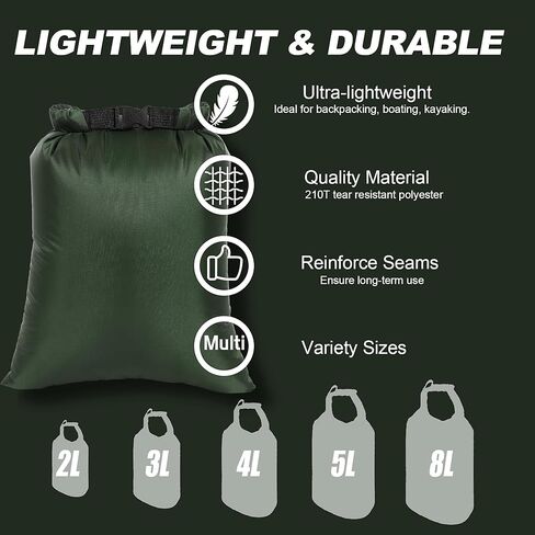 Dry Bags Waterproof Set, 5 Packs Ultralight Waterproof Bags Small Stuff Sack Water Proof Bag Dry Packs, Outdoor Dry Bag Keep Gear Dry for Backpacking Hiking Boating Camping Travel in Kuwait