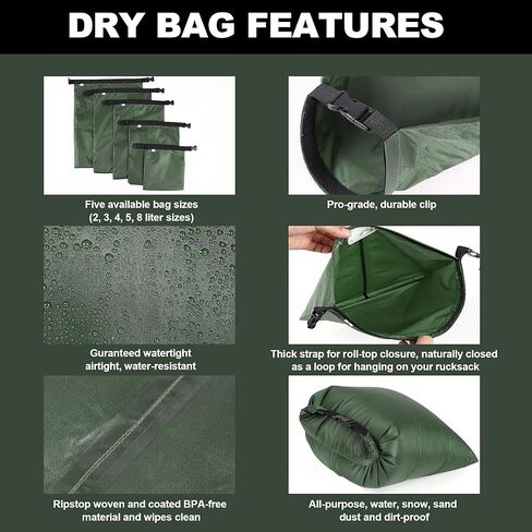 Dry Bags Waterproof Set, 5 Packs Ultralight Waterproof Bags Small Stuff Sack Water Proof Bag Dry Packs, Outdoor Dry Bag Keep Gear Dry for Backpacking Hiking Boating Camping Travel in Kuwait