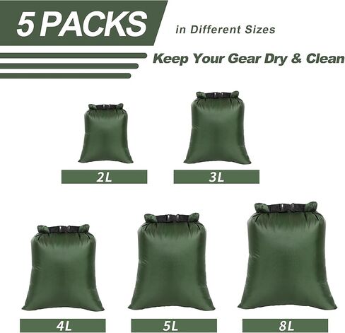 Dry Bags Waterproof Set, 5 Packs Ultralight Waterproof Bags Small Stuff Sack Water Proof Bag Dry Packs, Outdoor Dry Bag Keep Gear Dry for Backpacking Hiking Boating Camping Travel in Kuwait