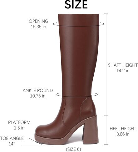 Knee High Boots Women Chunky Heeled Square Toe Boot Platform Tall Long Boots Side Zipper Gogo Boots in Saudi Arabia