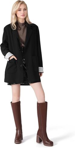 Knee High Boots Women Chunky Heeled Square Toe Boot Platform Tall Long Boots Side Zipper Gogo Boots in Saudi Arabia