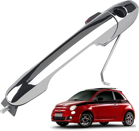 Exterior Door Handle for Fiat 500 2012 2013 2014 2015 2016 2017 2018 Outside Chrome Door Handle Replacement with Lock Hole, 68069943AC (Left Driver Side) in Kuwait