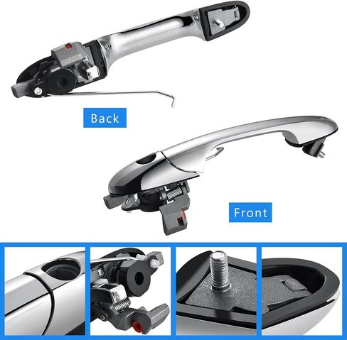 Exterior Door Handle for Fiat 500 2012 2013 2014 2015 2016 2017 2018 Outside Chrome Door Handle Replacement with Lock Hole, 68069943AC (Left Driver Side) in Kuwait