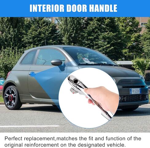 Exterior Door Handle for Fiat 500 2012 2013 2014 2015 2016 2017 2018 Outside Chrome Door Handle Replacement with Lock Hole, 68069943AC (Left Driver Side) in Kuwait