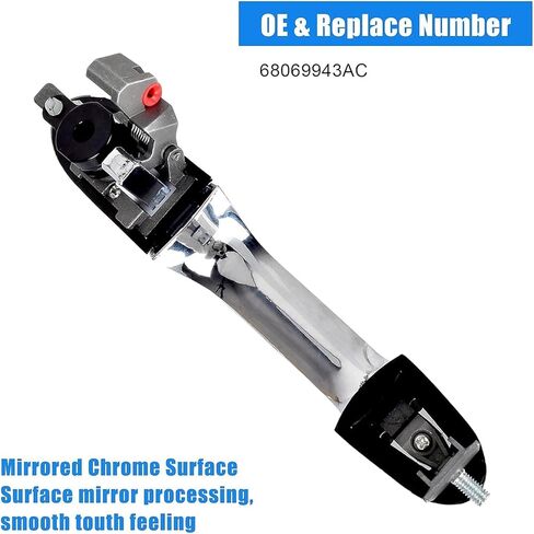 Exterior Door Handle for Fiat 500 2012 2013 2014 2015 2016 2017 2018 Outside Chrome Door Handle Replacement with Lock Hole, 68069943AC (Left Driver Side) in Kuwait