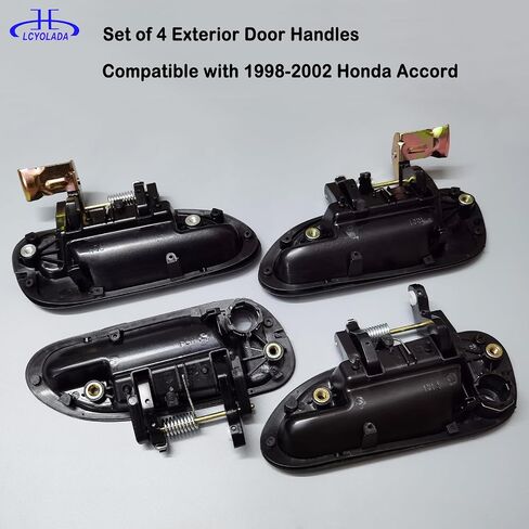 مجموعة من 4 مقابض الباب الخارجي متوافقة مع 1998-2002 Honda Accord ، استبدل# 72180S86K12 ، 72140S86K12 ، 72680S86K11 ، 72640S86K11 ، سلس أسود in Kuwait