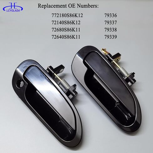 مجموعة من 4 مقابض الباب الخارجي متوافقة مع 1998-2002 Honda Accord ، استبدل# 72180S86K12 ، 72140S86K12 ، 72680S86K11 ، 72640S86K11 ، سلس أسود in Kuwait