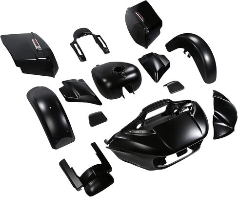 لـ CVO Road Glide / HR3 ، الأرضية السوداء المتطابقة بالألوان والطقة السوداء النابضة ، نوبات من أجل 2018-Later Harley Fltrxse ، أكياس السرج الممتدة مع أغطية مكبر الصوت + in Kuwait