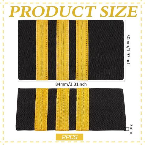 Benecreat 2pcs atpaults place place plac ، atpaulets مع ثلاث لوحات كتف من Captain Captain for Pilots Insignia cosplay in Saudi Arabia