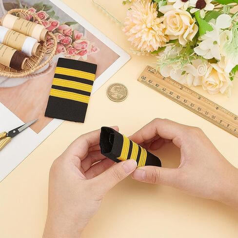 Benecreat 2pcs atpaults place place plac ، atpaulets مع ثلاث لوحات كتف من Captain Captain for Pilots Insignia cosplay in Saudi Arabia