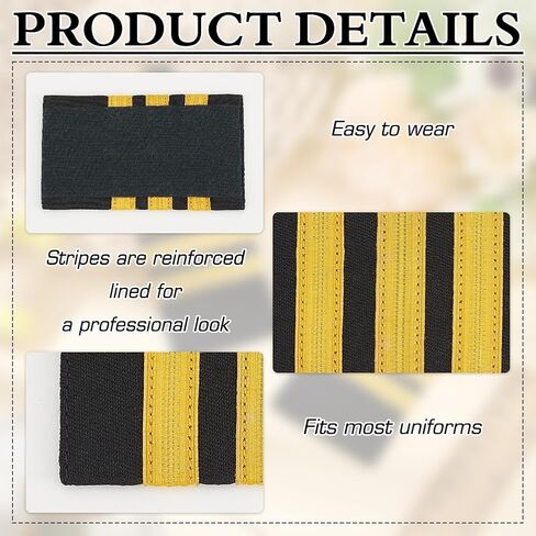Benecreat 2pcs atpaults place place plac ، atpaulets مع ثلاث لوحات كتف من Captain Captain for Pilots Insignia cosplay in Saudi Arabia
