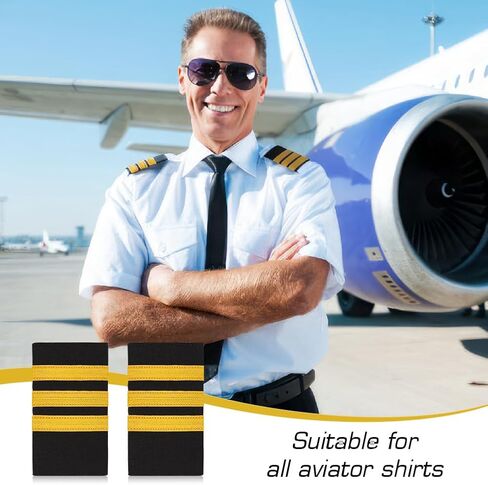 Benecreat 2pcs atpaults place place plac ، atpaulets مع ثلاث لوحات كتف من Captain Captain for Pilots Insignia cosplay in Saudi Arabia