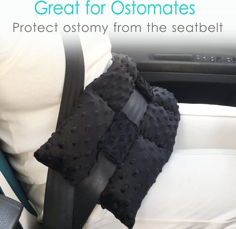 Ostomy Seat Belt Pillow Stoma Seatbelt Protector Ostomy Bag Cover Pillow for Driving Ileostomy Ostomy Support Pillow Urostomy Supplies Car Women Men Minky Dot Black in Kuwait