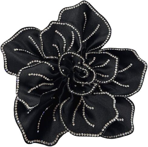 Fabric Rhinestone Flower Big Brooch Lapel Pins for Women Elegant Crystal Floral Brooches Pin for Dresses Suit Accessories Jewelry Boutonniere Corsage Wedding Party 5.5in in Saudi Arabia