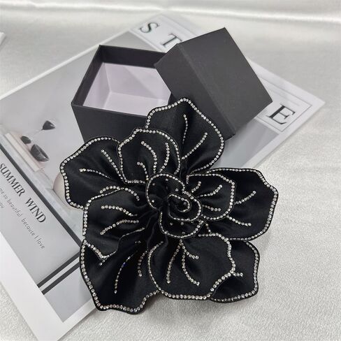 Fabric Rhinestone Flower Big Brooch Lapel Pins for Women Elegant Crystal Floral Brooches Pin for Dresses Suit Accessories Jewelry Boutonniere Corsage Wedding Party 5.5in in Saudi Arabia