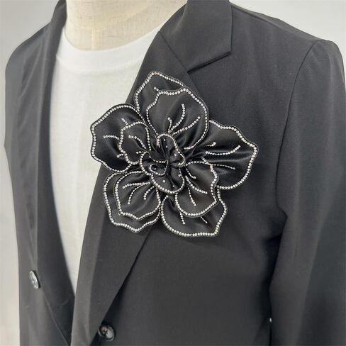 Fabric Rhinestone Flower Big Brooch Lapel Pins for Women Elegant Crystal Floral Brooches Pin for Dresses Suit Accessories Jewelry Boutonniere Corsage Wedding Party 5.5in in Saudi Arabia