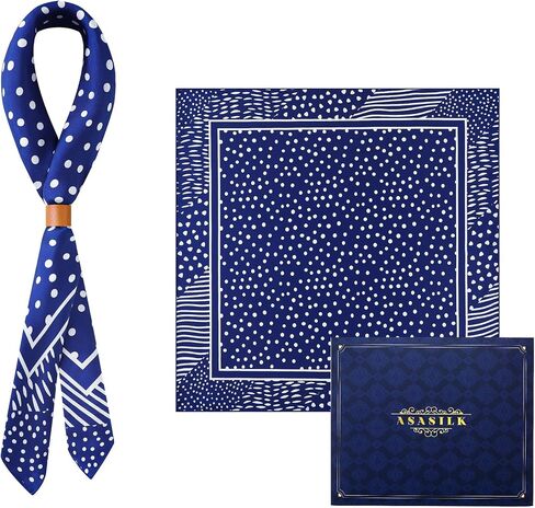 Luxury Silk Twill Square Scarf, Unisex 100% Mulberry Silk Scarves 25.6" x25.6, Hand-Rolled Hem, Gift Packaging in Saudi Arabia