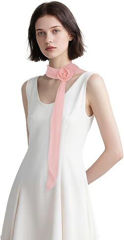 Chiffon Scarf for Women Neck Scarf with Removable Flower for Halloween Costume Accessory in Saudi Arabia