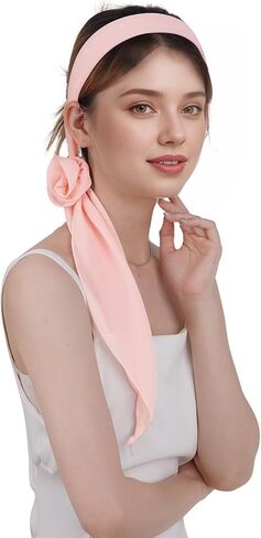 Chiffon Scarf for Women Neck Scarf with Removable Flower for Halloween Costume Accessory in Saudi Arabia