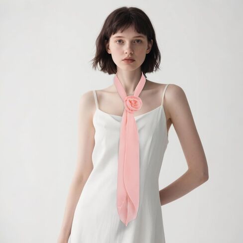 Chiffon Scarf for Women Neck Scarf with Removable Flower for Halloween Costume Accessory in Saudi Arabia