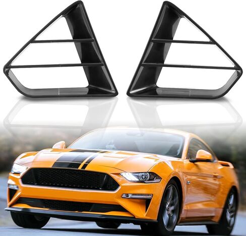 HAKA Tough Front Grille Inserts for Ford Mustang GT 2018-2023 ، ملحقات إدراج مصبغة المبرد المعدلة ، استبدل P/N #JR3B-8200-AB ، الأسود واليسار واليمين ، 2 مساءً in Saudi Arabia