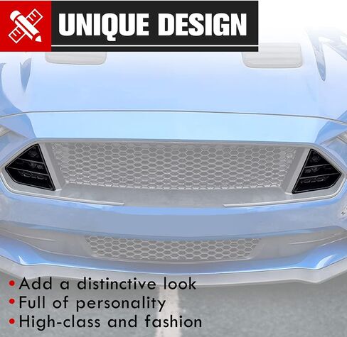 HAKA Tough Front Grille Inserts for Ford Mustang GT 2018-2023 ، ملحقات إدراج مصبغة المبرد المعدلة ، استبدل P/N #JR3B-8200-AB ، الأسود واليسار واليمين ، 2 مساءً in Saudi Arabia