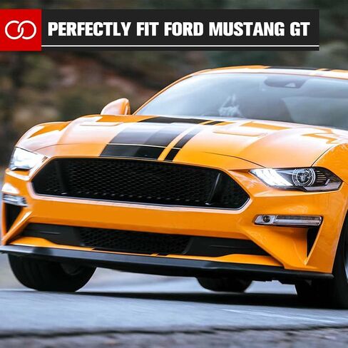 HAKA Tough Front Grille Inserts for Ford Mustang GT 2018-2023 ، ملحقات إدراج مصبغة المبرد المعدلة ، استبدل P/N #JR3B-8200-AB ، الأسود واليسار واليمين ، 2 مساءً in Saudi Arabia